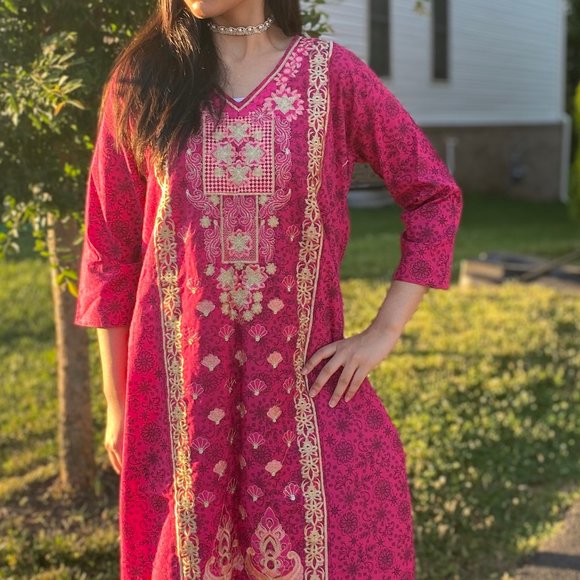 Plum Embroided Shalwar Kameez - Picture 2 of 3